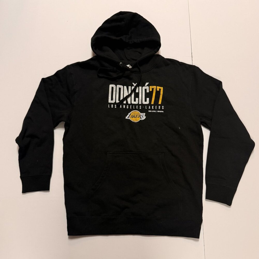 Men's Los Angeles Lakers Luka Dončić 500 Level Black Elite Pullover Hoodie Size